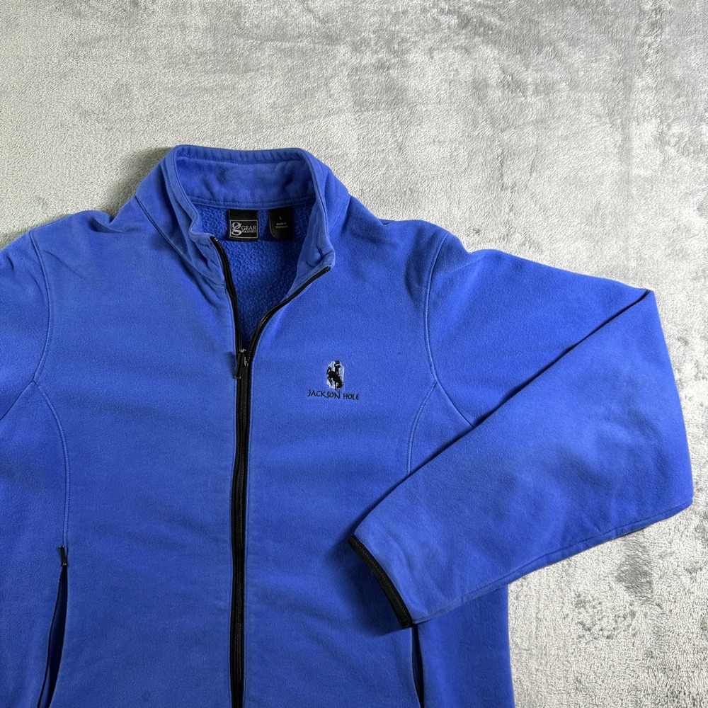 G Gear Sports Jackson Hole Fleece Jacket Full Zip Pockets Blue L